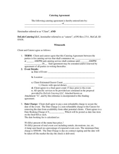 12+ Catering Agreement Templates – Doc, Pdf, Pages, Numbers, Google Doc Intended For Catering Contract Template Word
