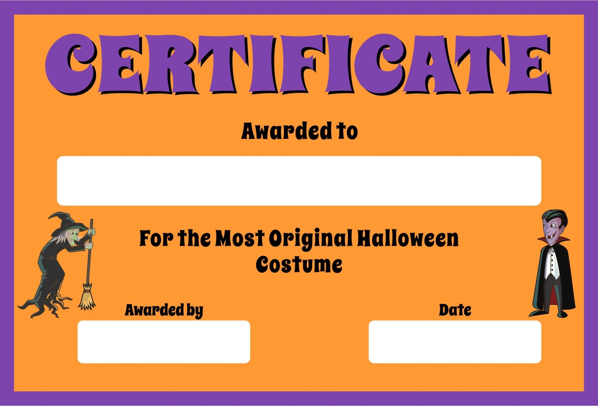 15 Best Free Printable Halloween Certificate Templates - Printablee with Halloween Costume Certificate Template