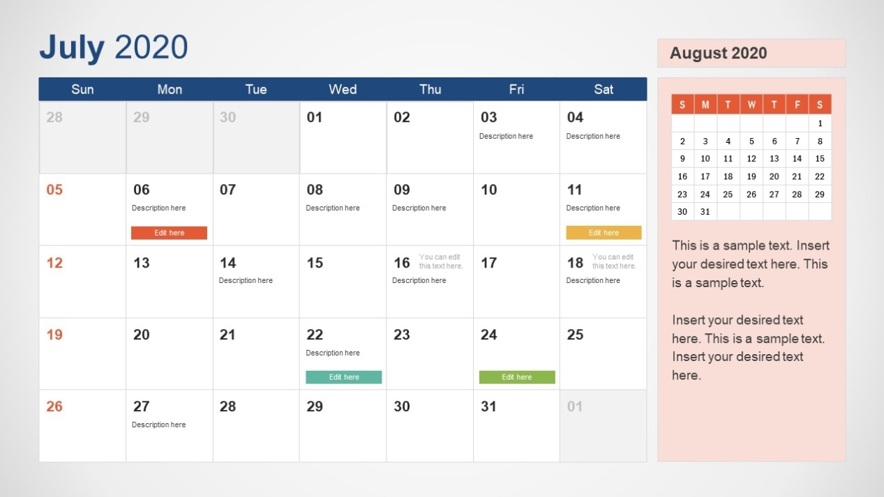 2020 Calendar Powerpoint Template - Slidemodel Intended For Powerpoint Calendar Template 2015