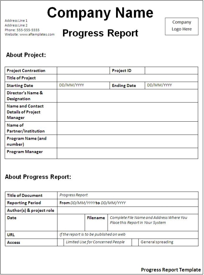 4 Progress Report Templates Word Excel Pdf - Sample Templates Inside It Report Template For Word