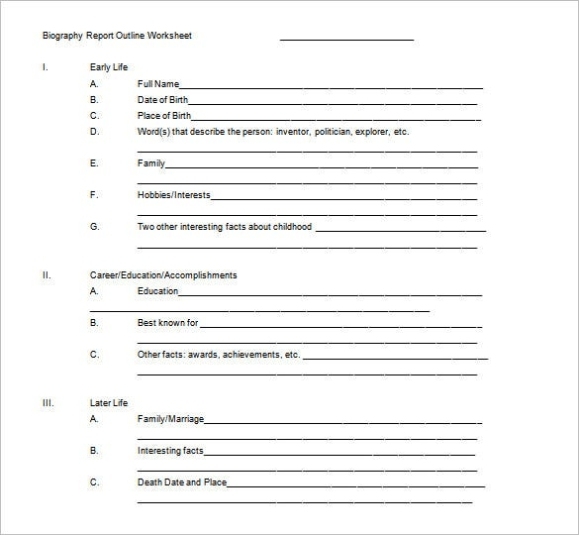 9+ Biography Outline Templates – Pdf, Doc | Free & Premium Templates Inside Biography Book Report Template