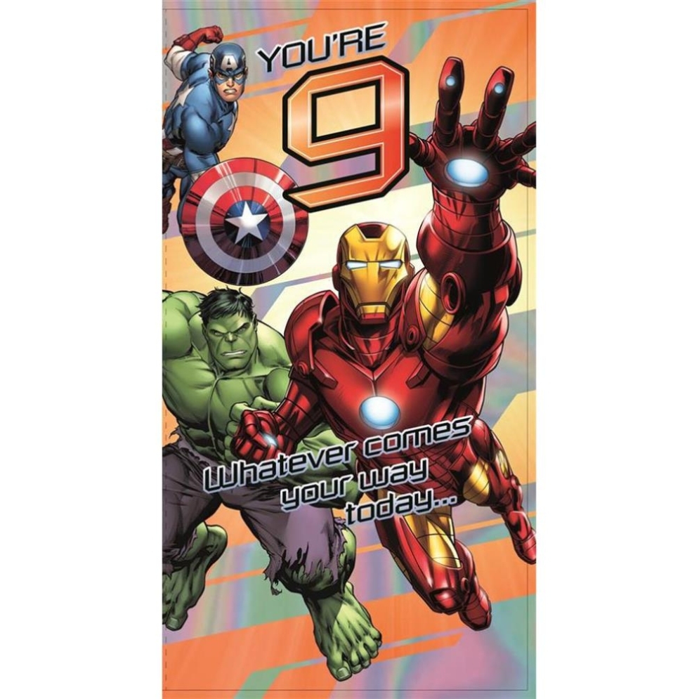 9Th Birthday Marvel Avengers Birthday Card (25455506) - Character Brands Intended For Avengers Birthday Card Template