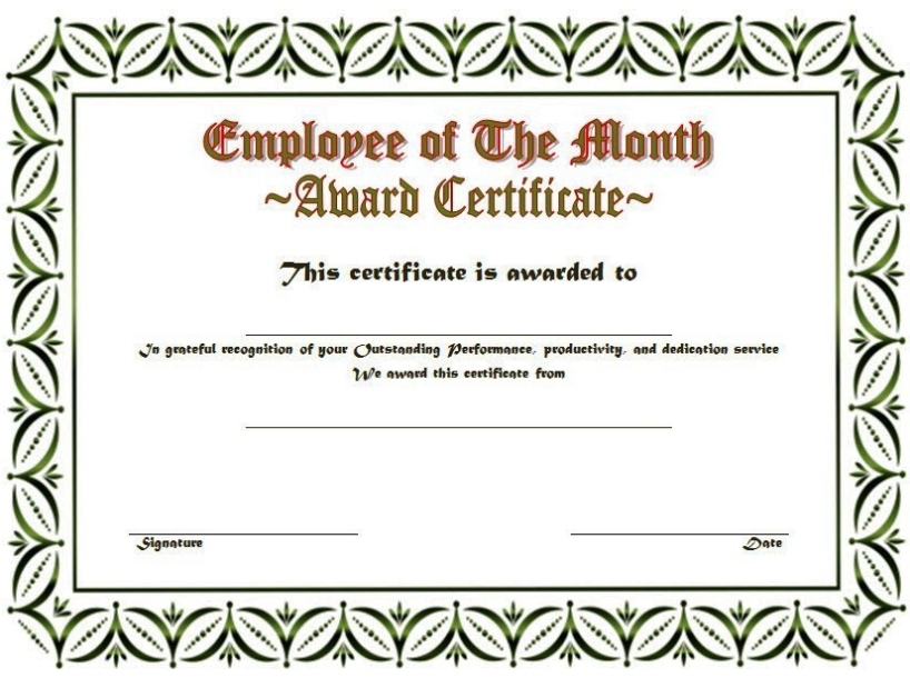An Employee Of The Month Certificate Template Word Free [2020] With Employee Of The Month Certificate Templates