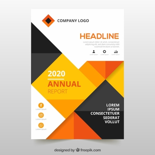 Annual Report Cover With Orange Geometric Shapes Vector | Free Download Inside Cover Page For Annual Report Template
