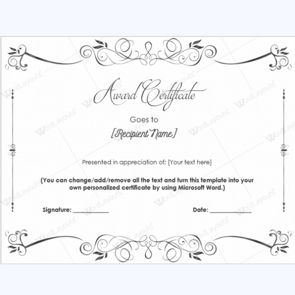 Award Certificate Templates – Free Printable Documents Intended For Blank Award Certificate Templates Word