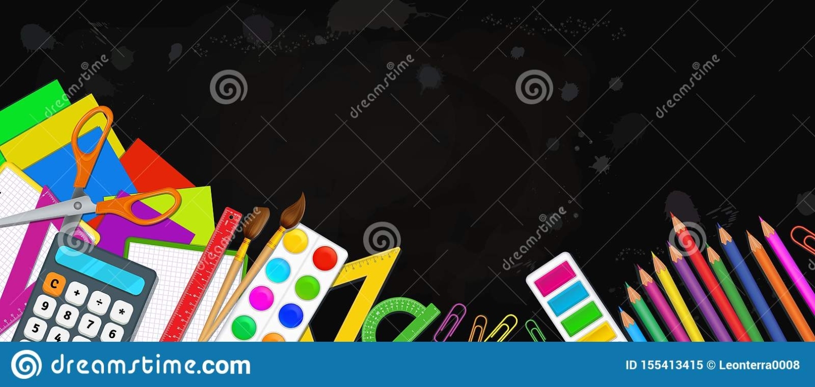 Back To School Education Banner Template With Colorful School Supplies Like Pencils, Paint intended for Classroom Banner Template