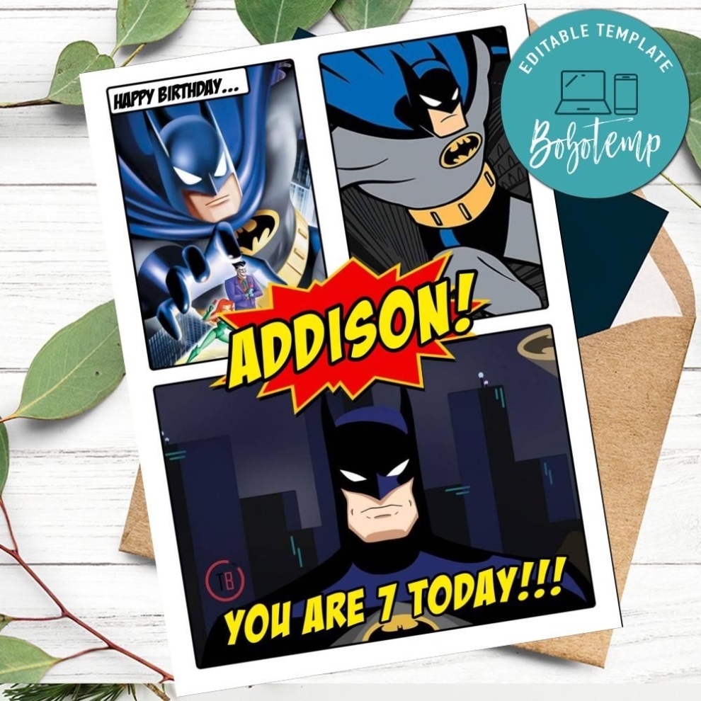 Batman Dc Comics Birthday Card To Print At Home Diy | Bobotemp In Batman Birthday Card Template