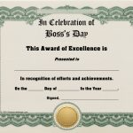Boss'S Day Certificate Template Download Printable Pdf | Templateroller With Award Of Excellence Certificate Template