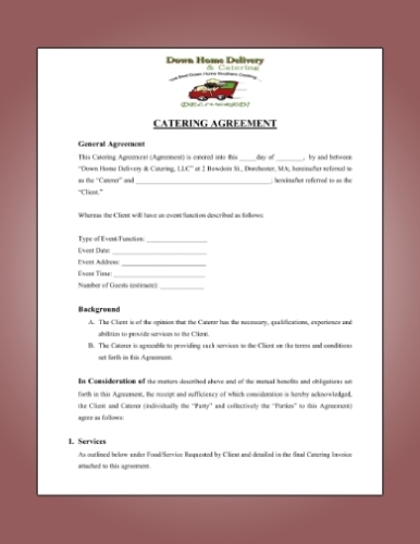 Catering Agreement - 11+ Examples, Format, Pdf | Examples Regarding Catering Contract Template Word