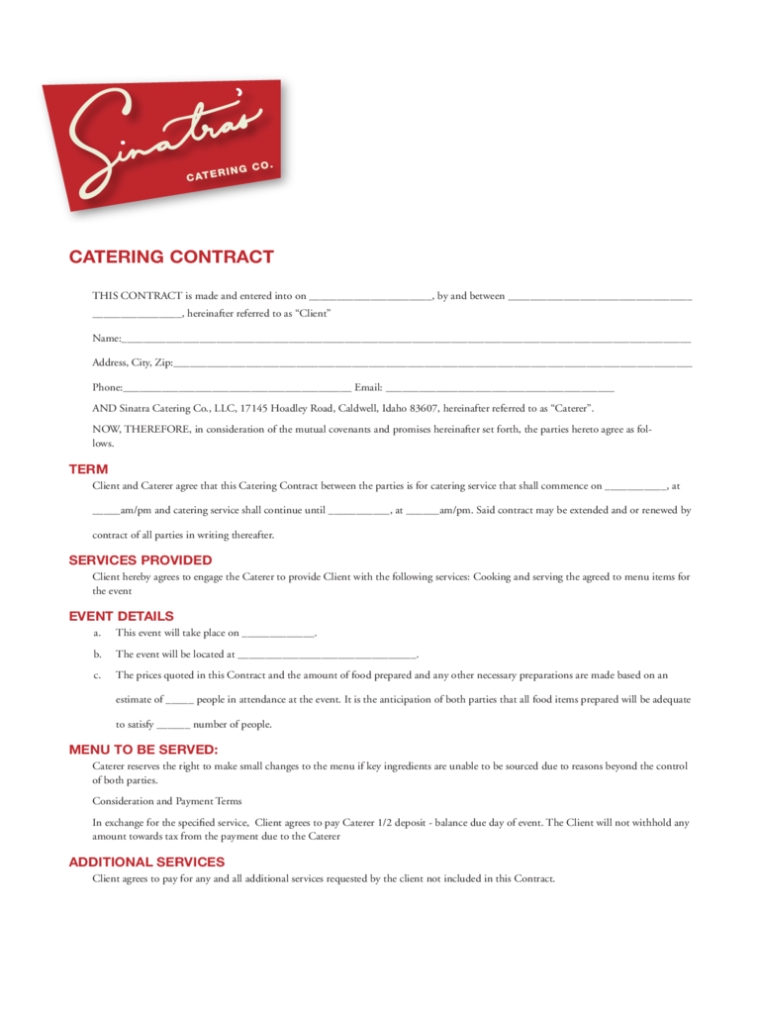 Catering Contract Template - 6 Free Templates In Pdf, Word, Excel Download With Regard To Catering Contract Template Word