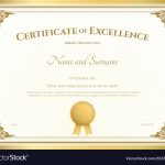 Certificate Excellence Template Gold Theme Vector Image Inside Award Of Excellence Certificate Template