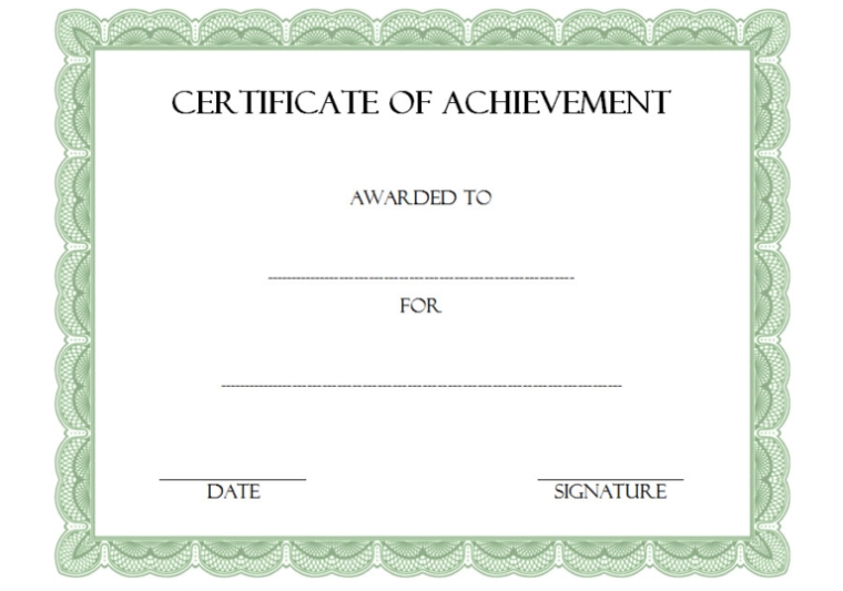 Certificate Of Achievement Template Word Free [10+ Awards] Throughout Word Template Certificate Of Achievement