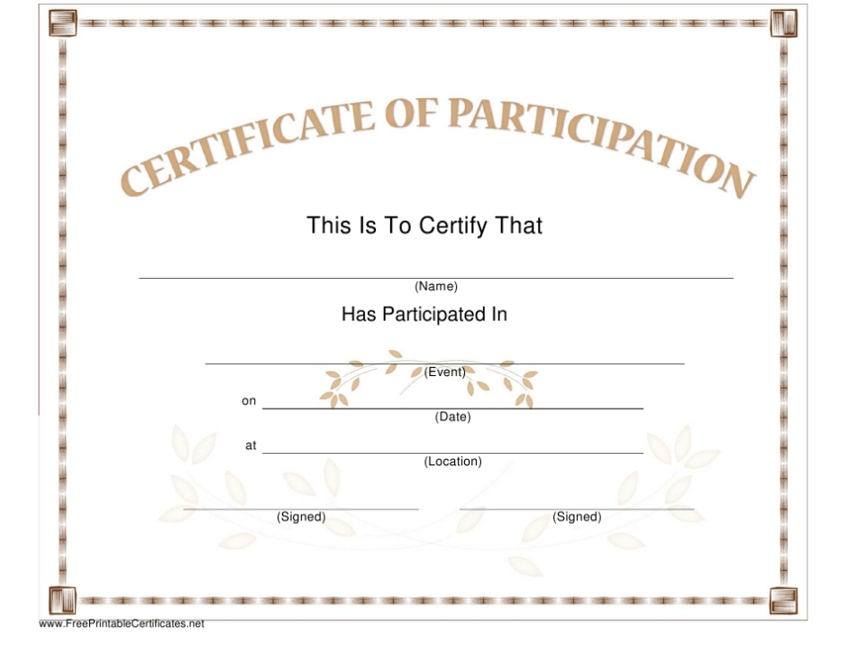 Certificate Of Participation Template Download Printable Pdf | Templateroller pertaining to Templates For Certificates Of Participation