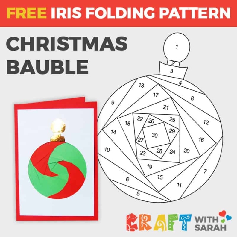 Christmas Bauble Iris Folding Pattern | Craft With Sarah within Iris Folding Christmas Cards Templates