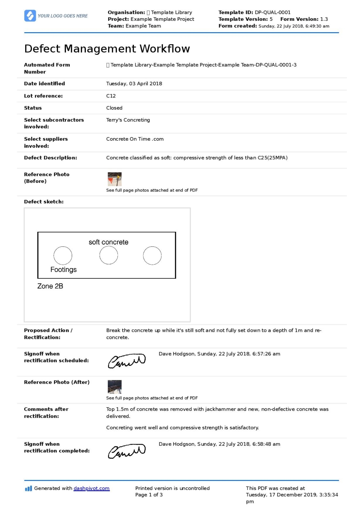 Construction Deficiency Report Template With Regard To Construction Deficiency Report Template