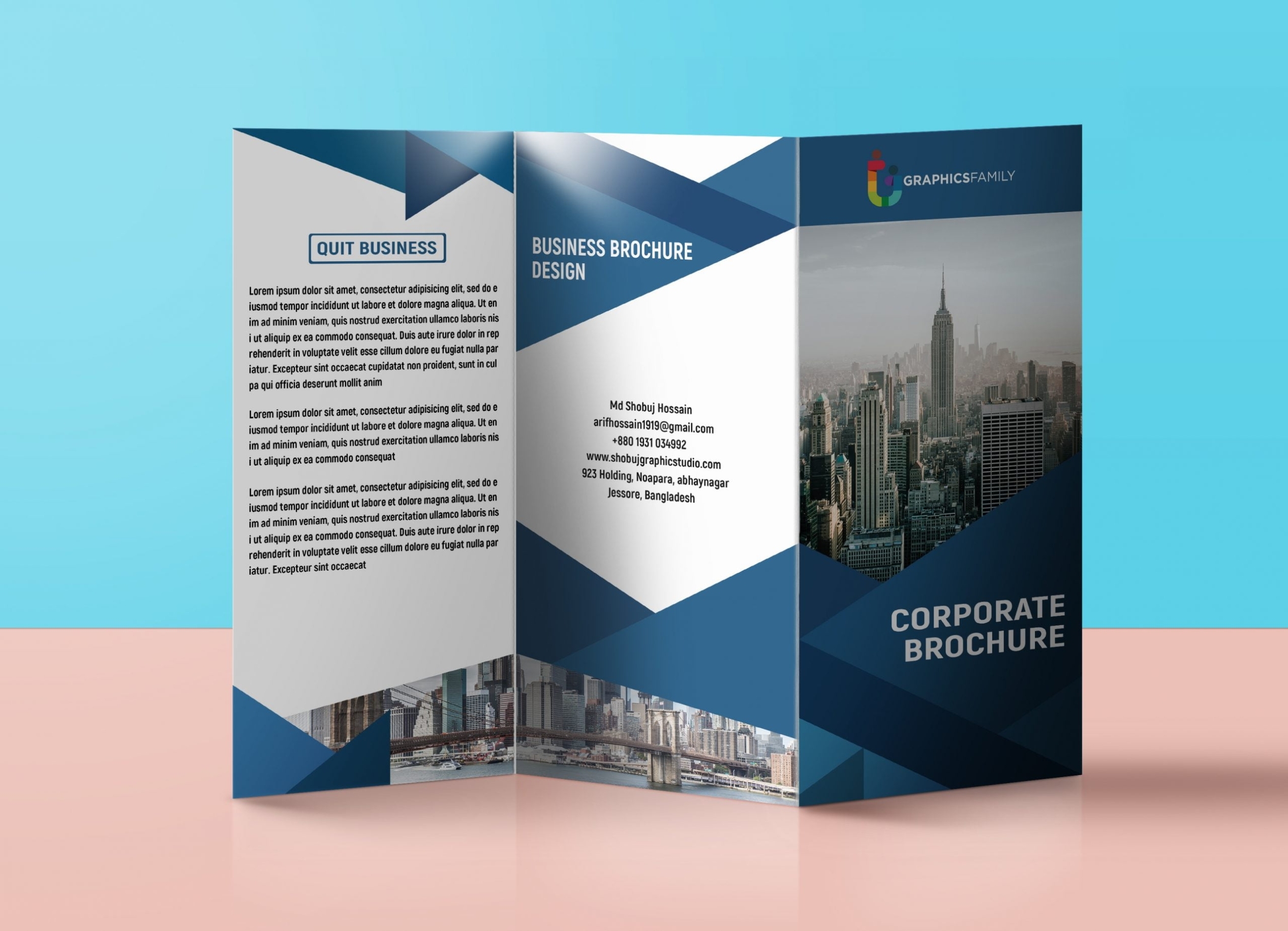 Corporate Business Tri Fold Brochure Design Template Free Psd Inside Brochure Psd Template 3 Fold