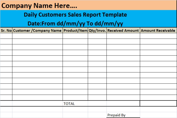 Daily Customer Sales Report - Excel Word Templates With Regard To Free Daily Sales Report Excel Template