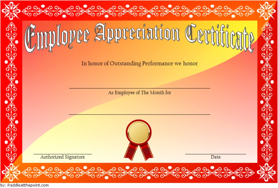 Employee Appreciation Certificate Template [7+ Great Designs Free] Inside Best Employee Award Certificate Templates