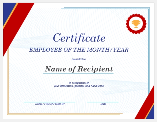 Employee Of The Year Certificate Template | Free Word Templates for Best Employee Award Certificate Templates