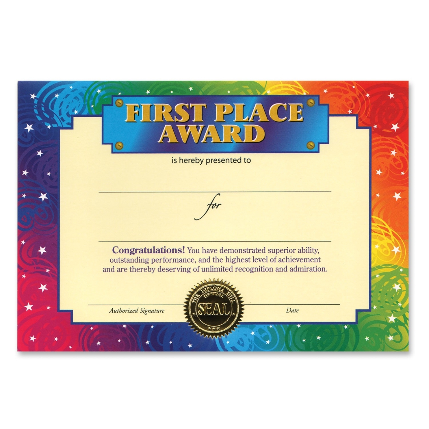 First Place Award Certificate - Carlynstudio for First Place Award Certificate Template