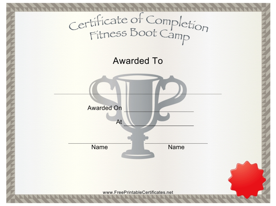 Fitness Boot Camp Certificate Of Completion Template Download Printable in Boot Camp Certificate Template