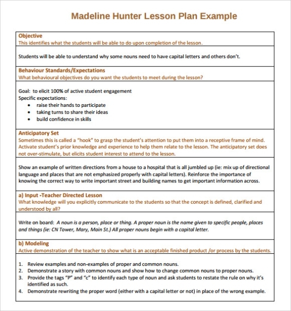 Free 9+ Sample Madeline Hunter Lesson Plan Templates In Pdf | Ms Word Intended For Madeline Hunter Lesson Plan Blank Template