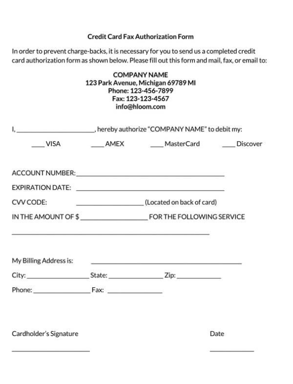 Free Credit Card Authorization Forms (Word | Pdf) Pertaining To Authorization To Charge Credit Card Template