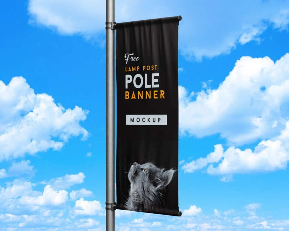 Free Outdoor Advertising Street Lamp Post Pole Banner Mockup Psd Set - Good Mockups Throughout Street Banner Template