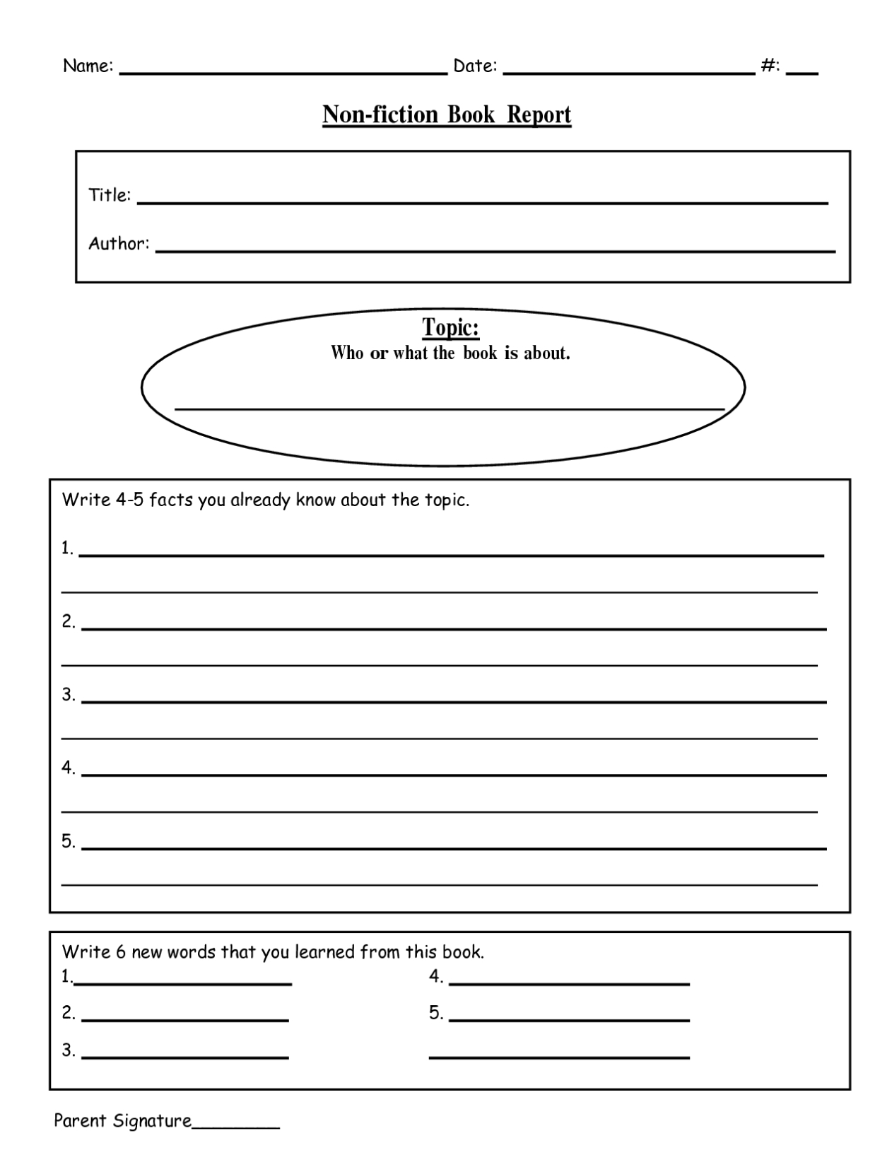 Free Printable Book Report Forms For Elementary Students – Free Printable With One Page Book Report Template