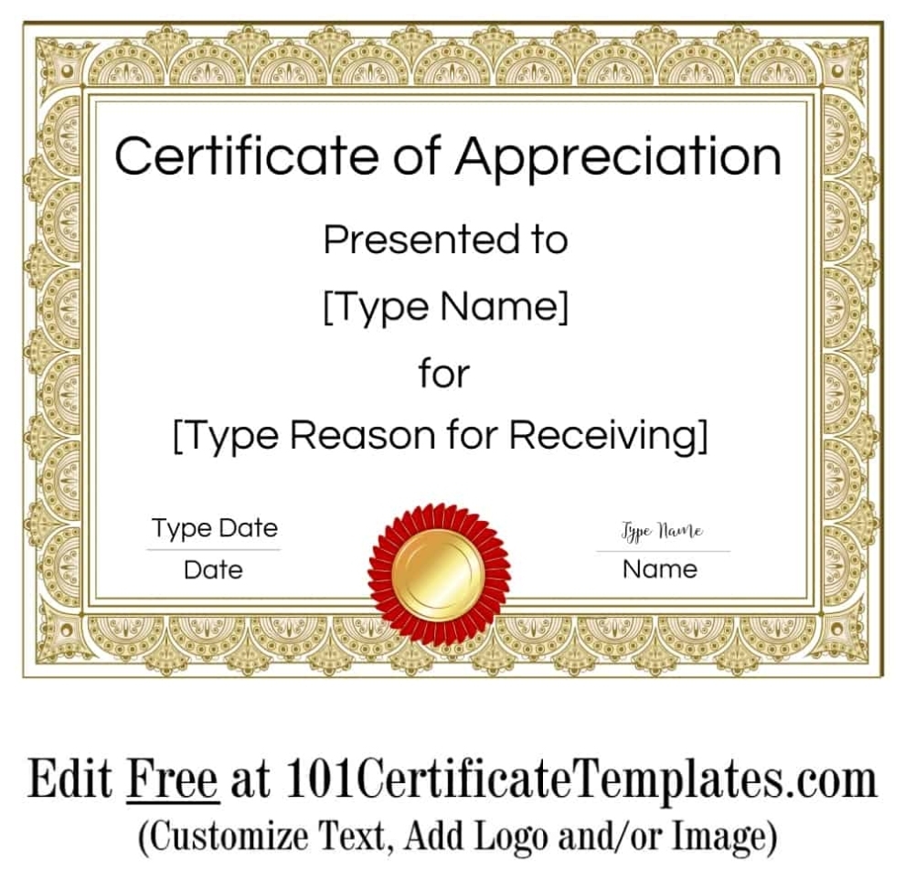 Free Printable Certificate Of Appreciation Template | Customize Online In Employee Recognition Certificates Templates Free