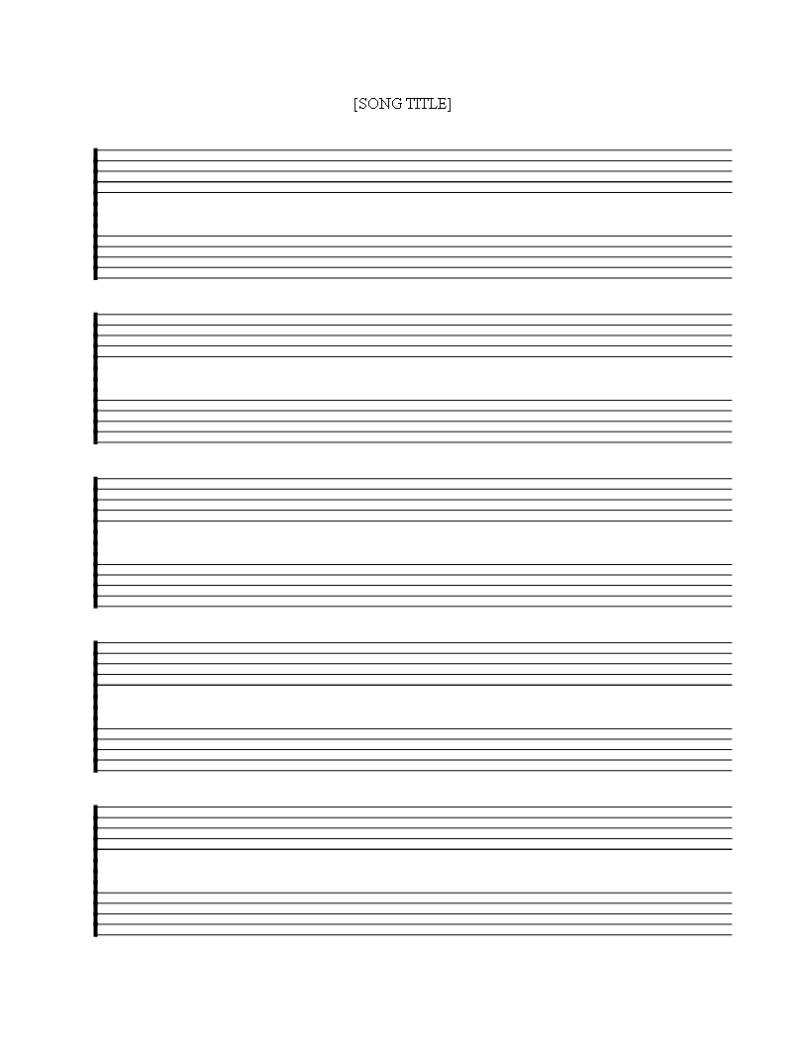 Free Printable Music Staff Sheet 5 Double Lines | Templates At Regarding Blank Sheet Music Template For Word