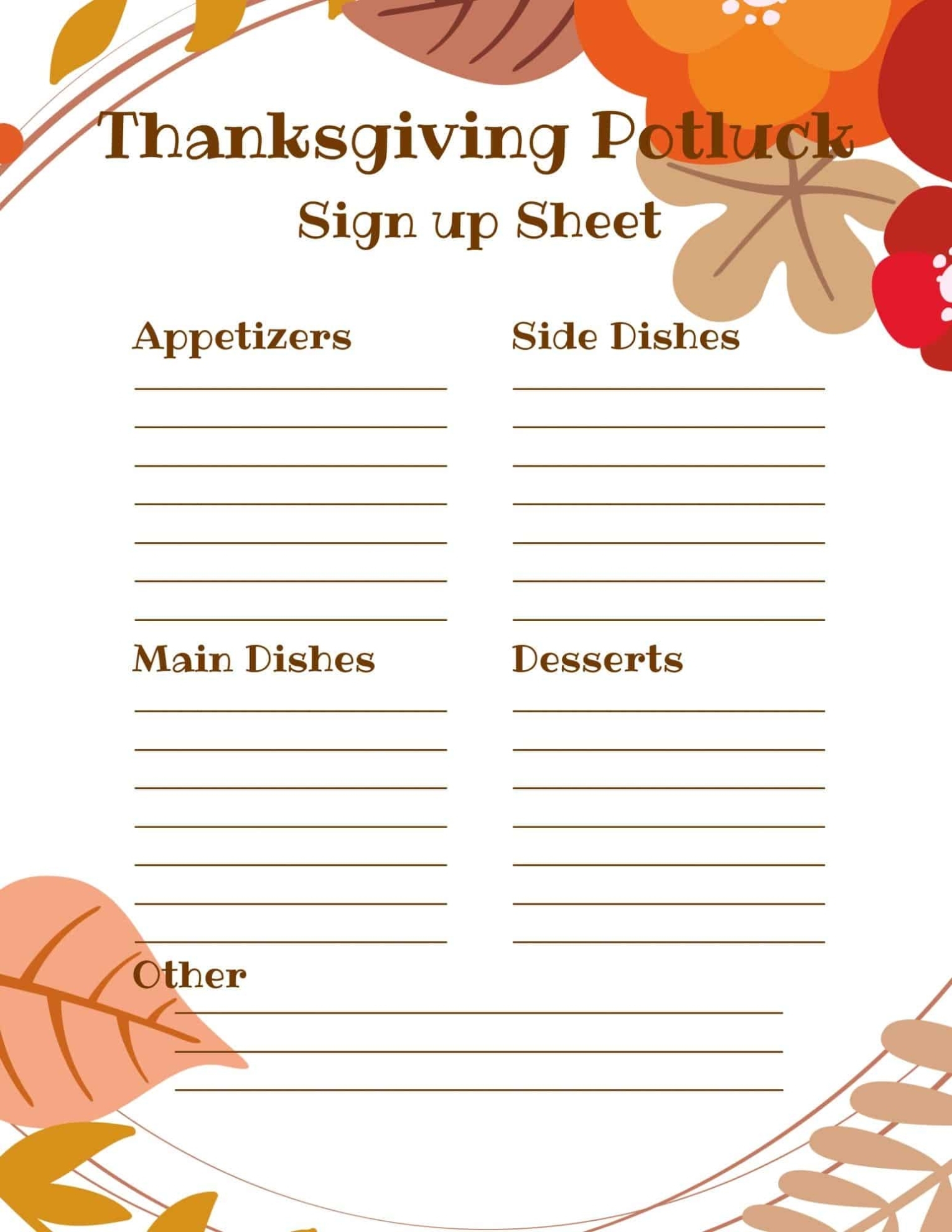 Free Printable Thanksgiving Potluck Sign Up Sheet - Printable Templates regarding Potluck Signup Sheet Template Word
