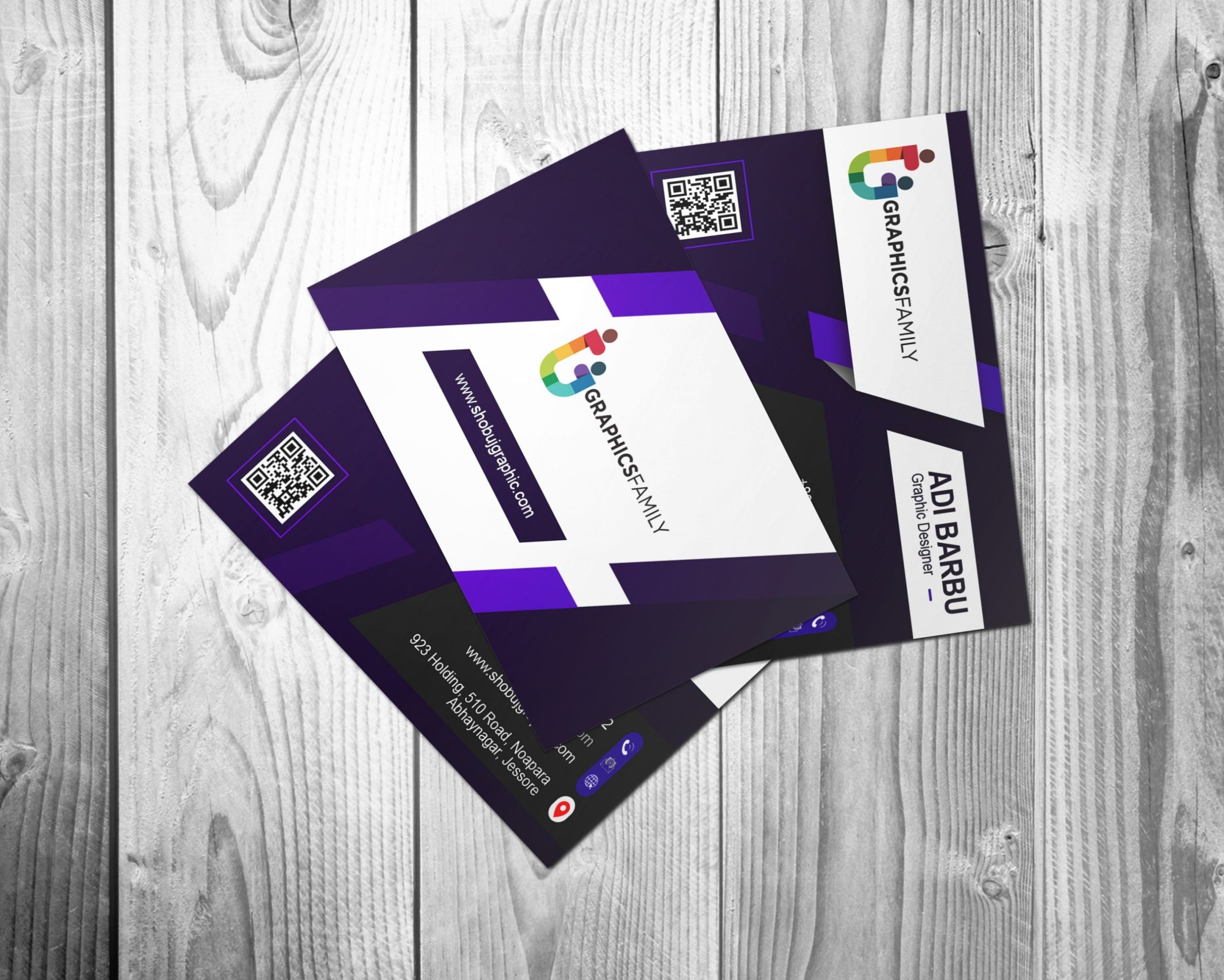 Free .Psd Purple Modern Business Card Design Download – Graphicsfamily For Visiting Card Templates Psd Free Download
