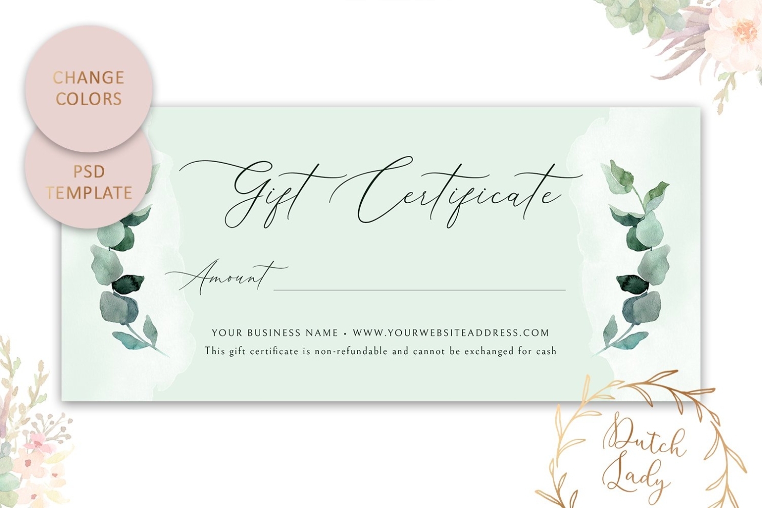 Gift Certificate Card Template – Single Sided #2 (787721) | Card And Invites | Design Bundles Inside Donation Card Template Free