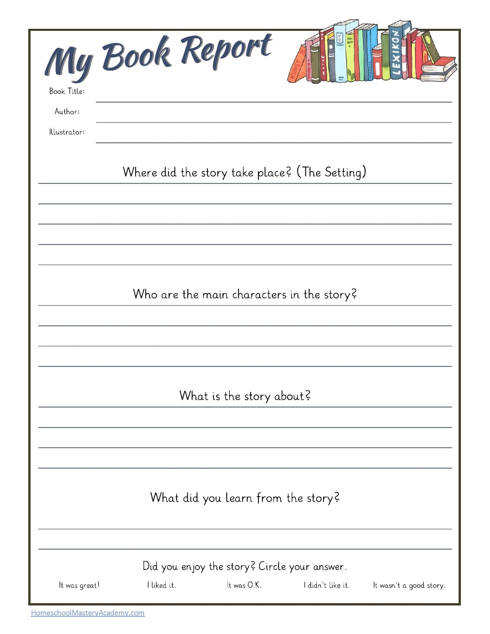 Guided Reading Book Report Printable Pack Within One Page Book Report Template
