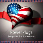 Powerpoint Template: 3D Heart With American Flag And Red Ribbon, Star For American Flag Powerpoint Template
