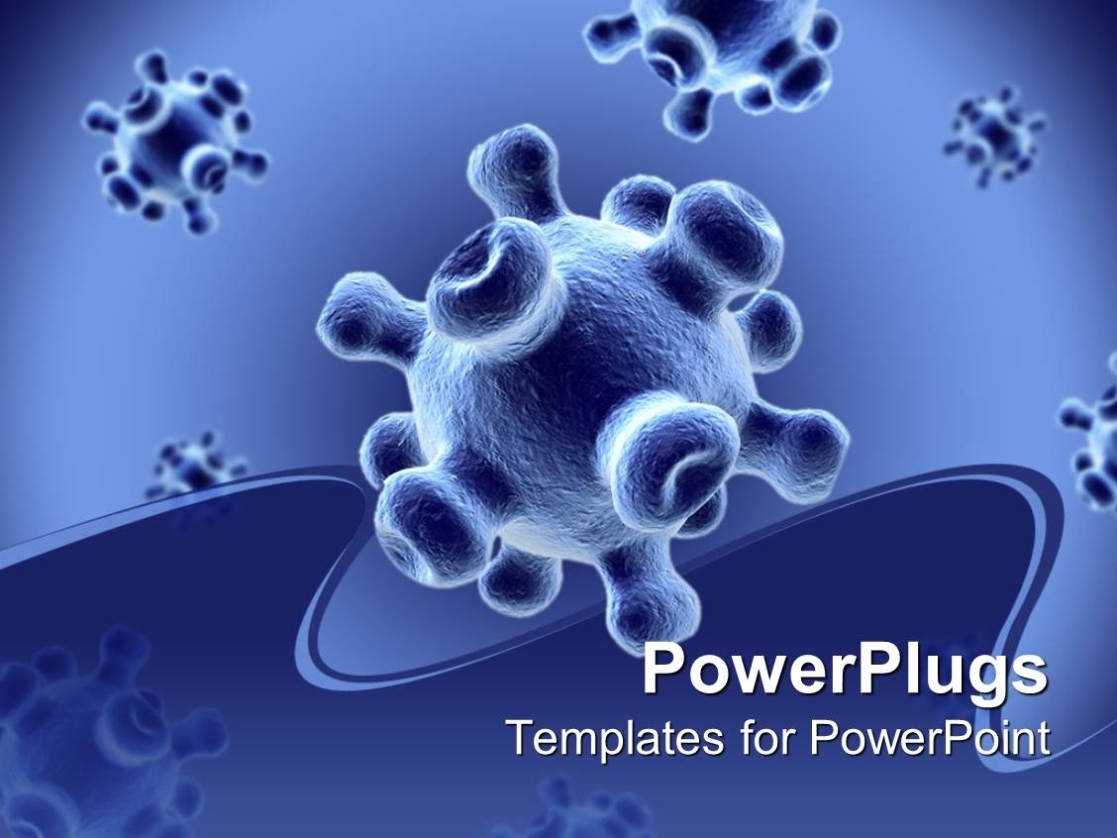 Powerpoint Template: Detailed 3D Viruses Spread On A Blue Background Intended For Virus Powerpoint Template Free Download
