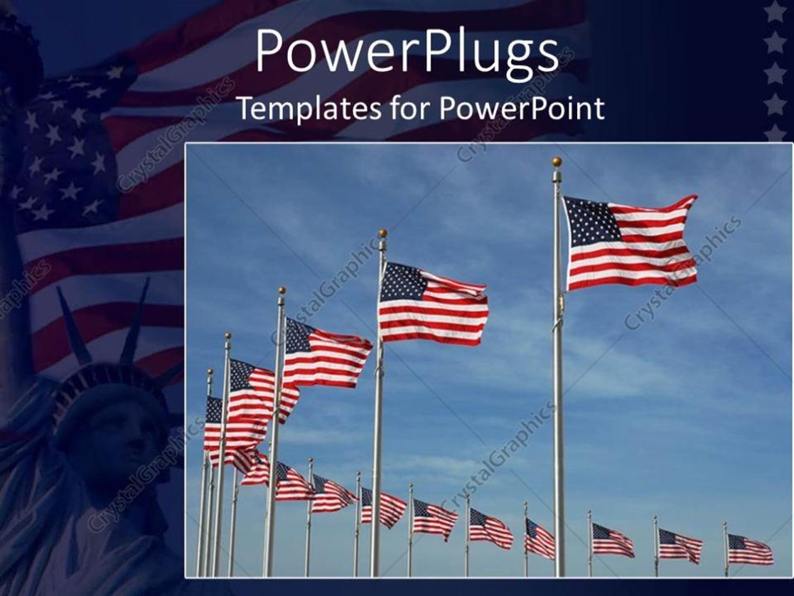 Powerpoint Template: Lots Of American Flags Arranged In A Circular Row In American Flag Powerpoint Template
