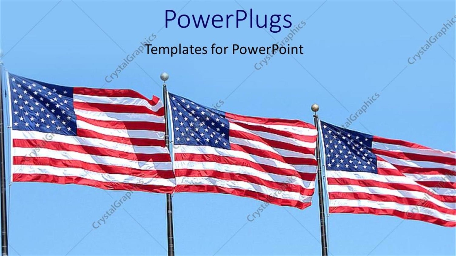 Powerpoint Template: Three American Flags Waving In The Air (15313) Regarding American Flag Powerpoint Template