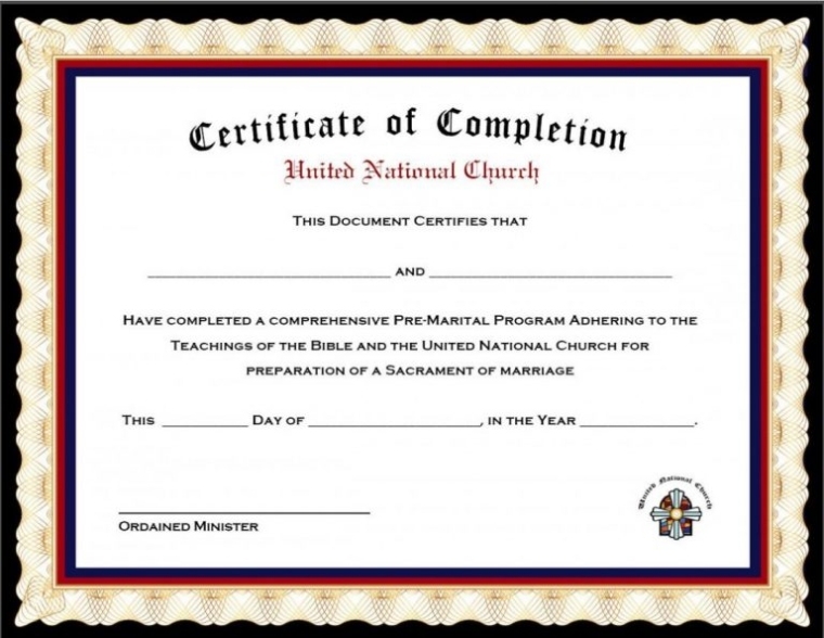 Premarital Counseling Certificate Of Completion Template 3 - Best Inside Premarital Counseling Certificate Of Completion Template