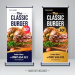 Premium Vector | Food And Restaurant Roll Up Banner Template With Food Banner Template