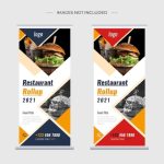 Premium Vector | Food Restaurant Roll Up Stand Banner Template Design For Food Banner Template