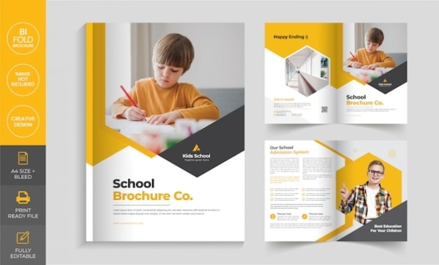 Premium Vector | School Admission Bi Fold Brochure Template with School Brochure Design Templates