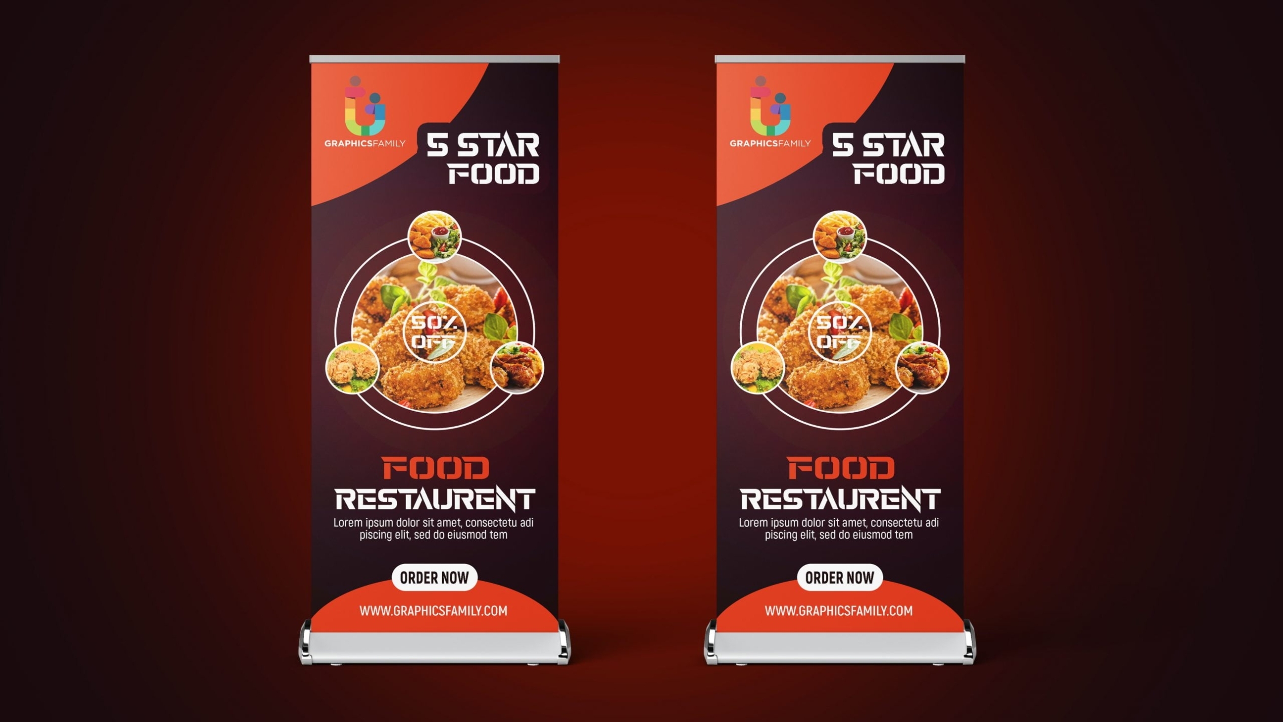Professional Food Roll Up Banner Design In Photoshop Template With Regard To Banner Template For Photoshop