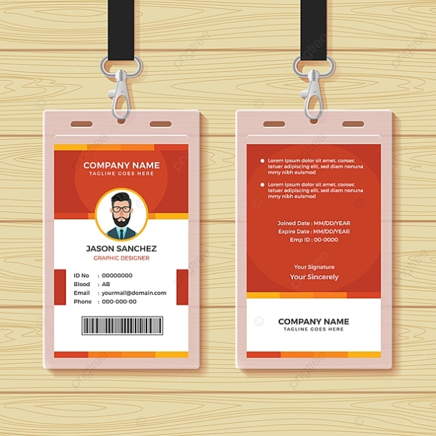 Red Employee Id Card Design Template Template Download On Pngtree inside Portrait Id Card Template