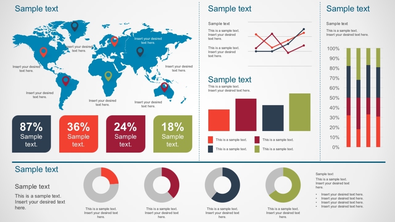 Simple World Data Dashboard For Powerpoint - Slidemodel With Regard To Powerpoint Dashboard Template Free