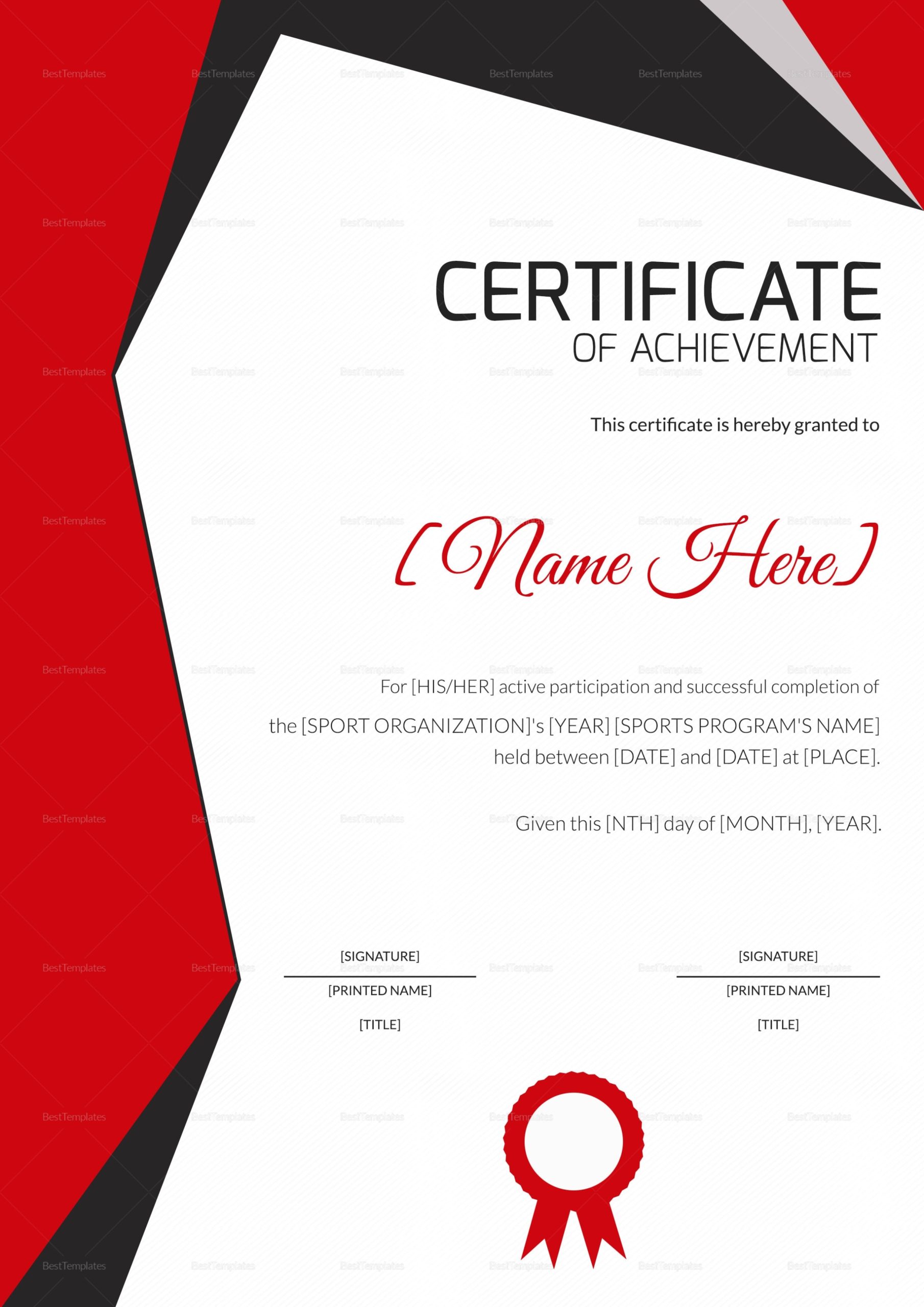 Sports Certificates Images ~ Sample Certificate With Sports Award Certificate Template Word