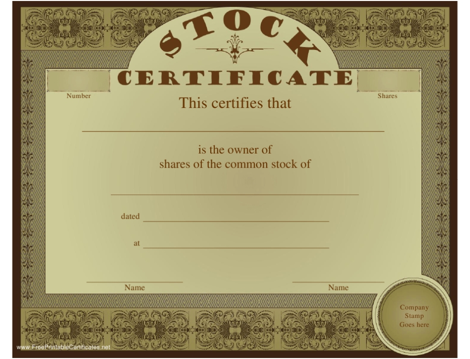 Stock Certificate Template Download Printable Pdf | Templateroller Throughout Free Stock Certificate Template Download