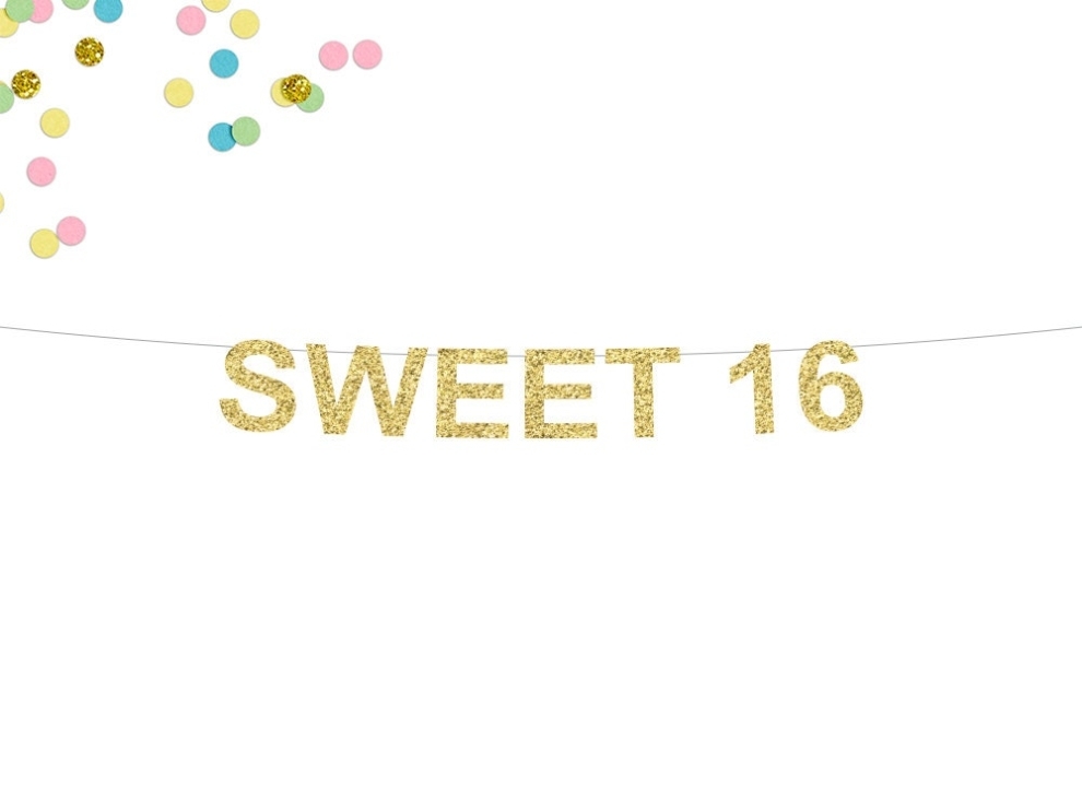 Sweet 16 Glitter Banner Birthday Banner 16Th Birthday | Etsy Inside Sweet 16 Banner Template