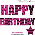 Sweet 16 Happy Birthday Banner, Printable Banner, Pink And Black Banner With Regard To Sweet 16 Banner Template